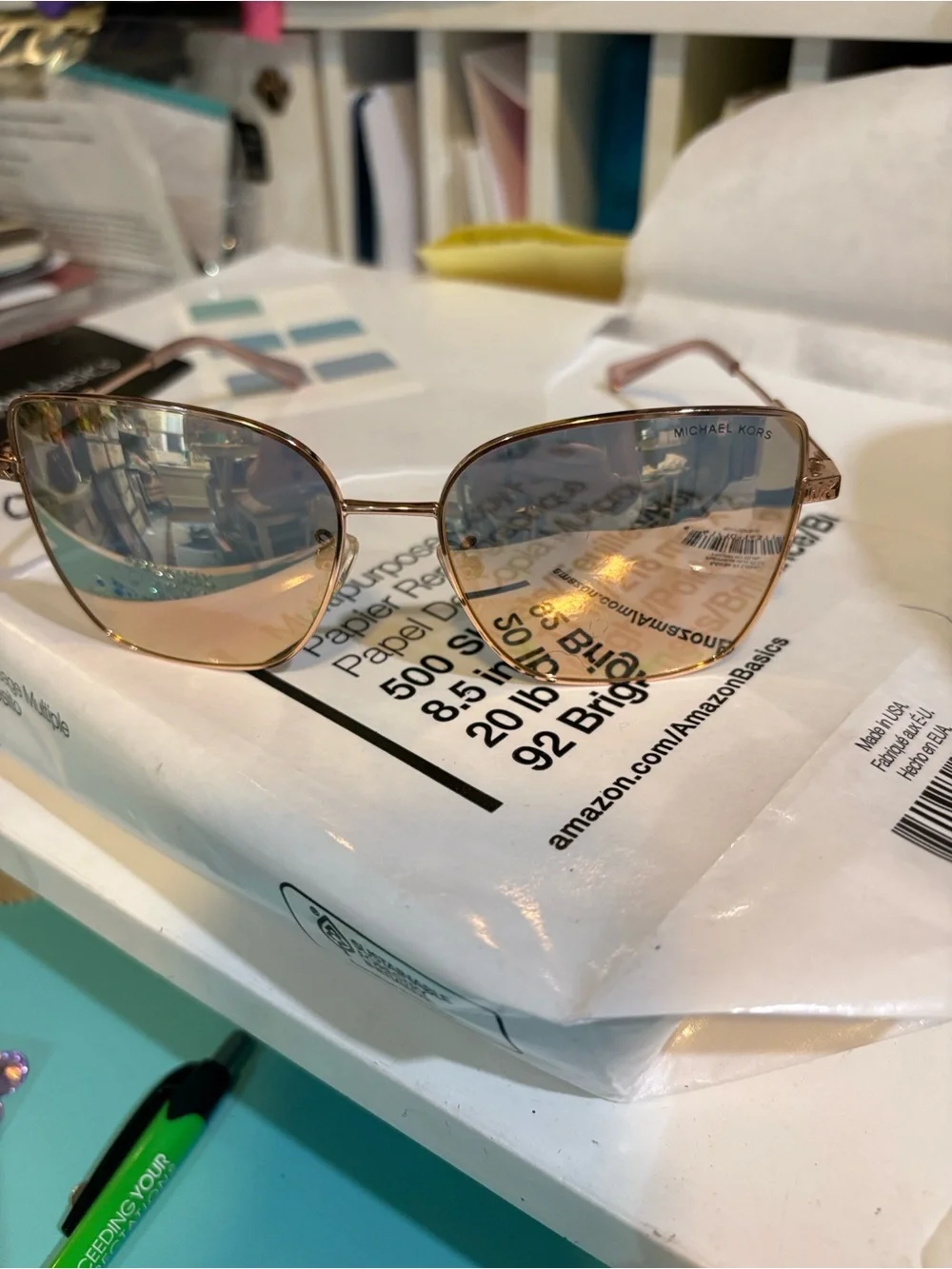 Michael Kors Rose Gold Frame Sunglasses with Gradient Lenses